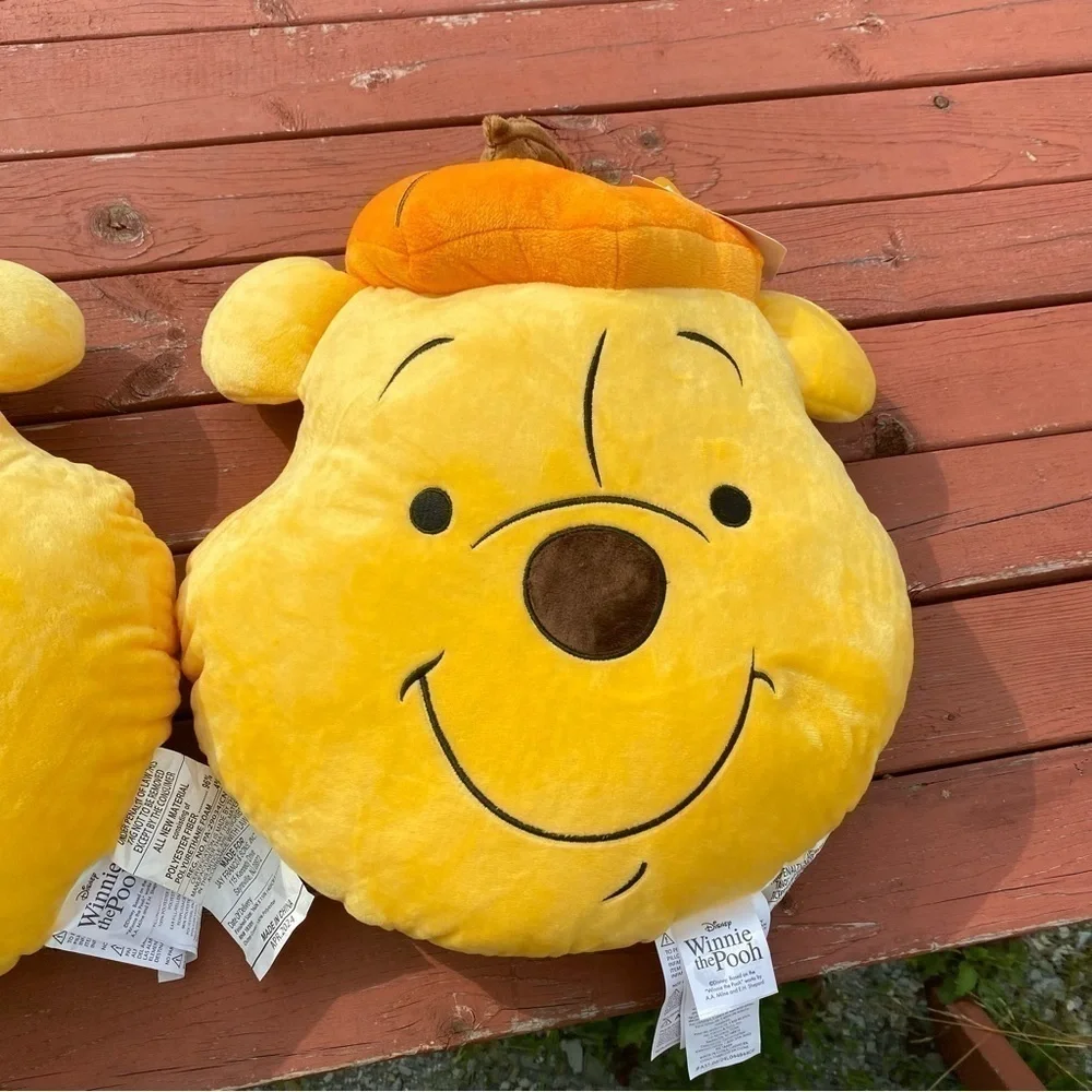 Disney Winnie the Pooh Acorn Fall Face Pillow Halloween Thanksgiving Pair Lot
